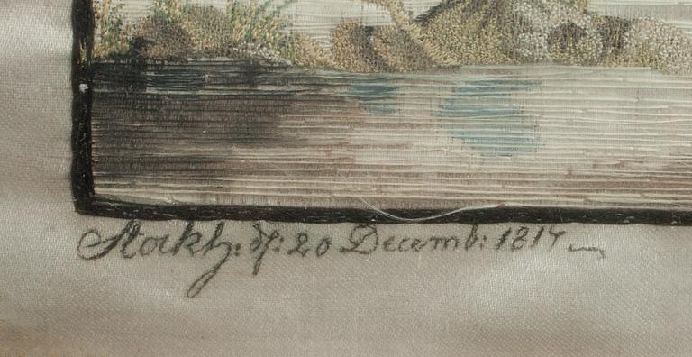 SIDENBRODERI, märkt ES, daterad Stockholm 20 december 1817.