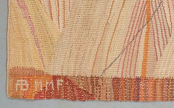 TAPESTRY. "Strandvägsskutor". Tapestry weave variant (gobelängvariant). 127,5 x 92 cm. Signed AB MMF MR.