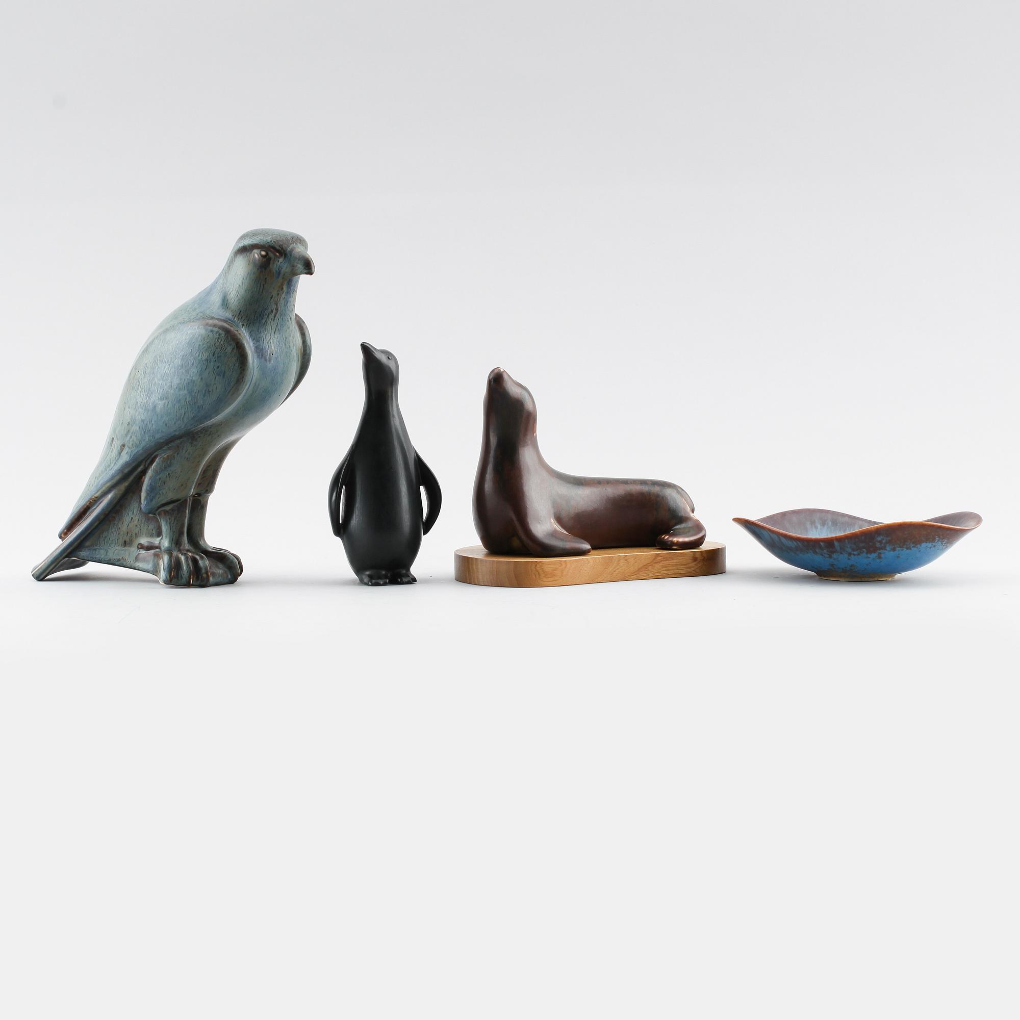FIGURINER OCH SKÅL, stengods, Gunnar Nylund, Rörstrand.