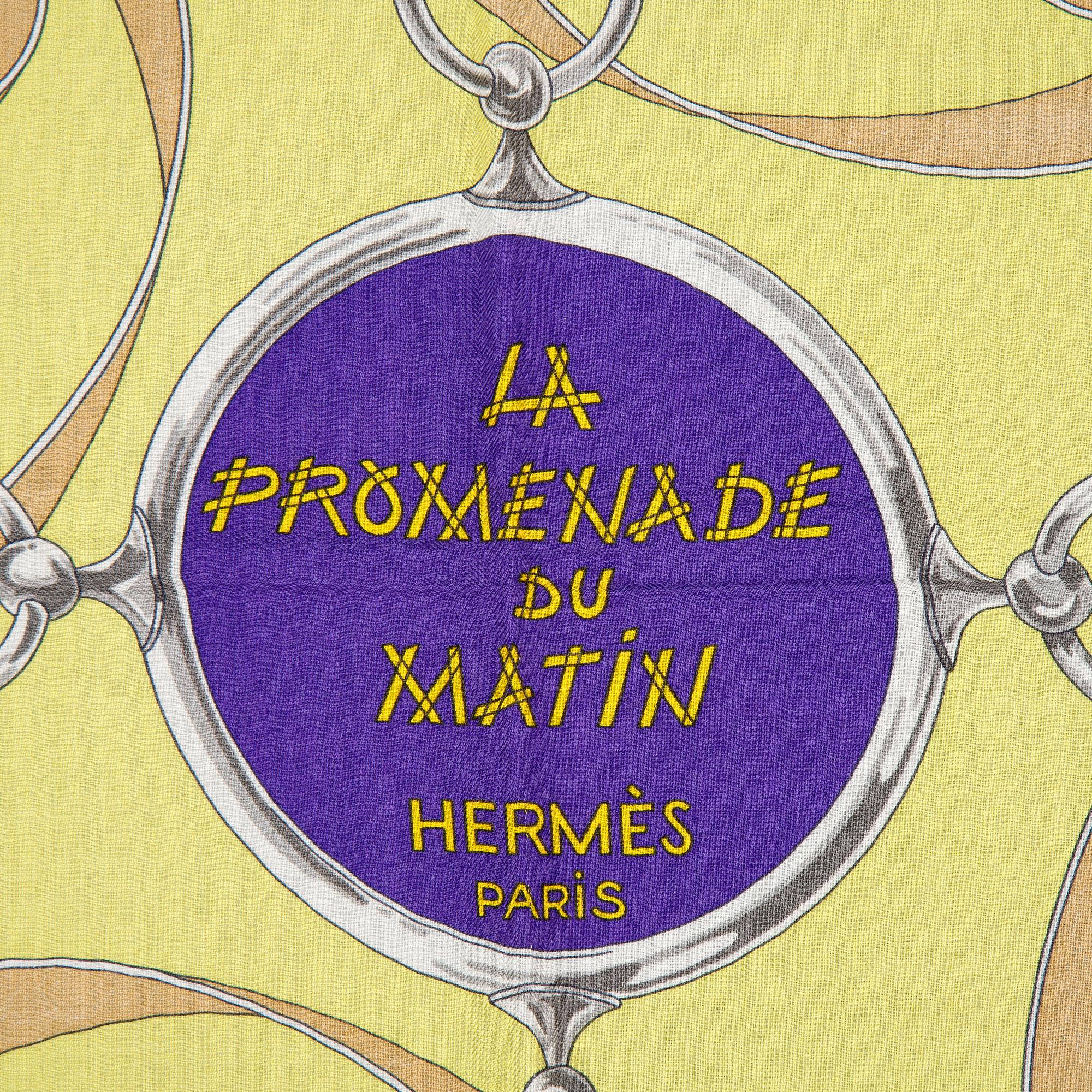 Hermès, a cachmere and silk 'La Promenade du Matin' scarf.