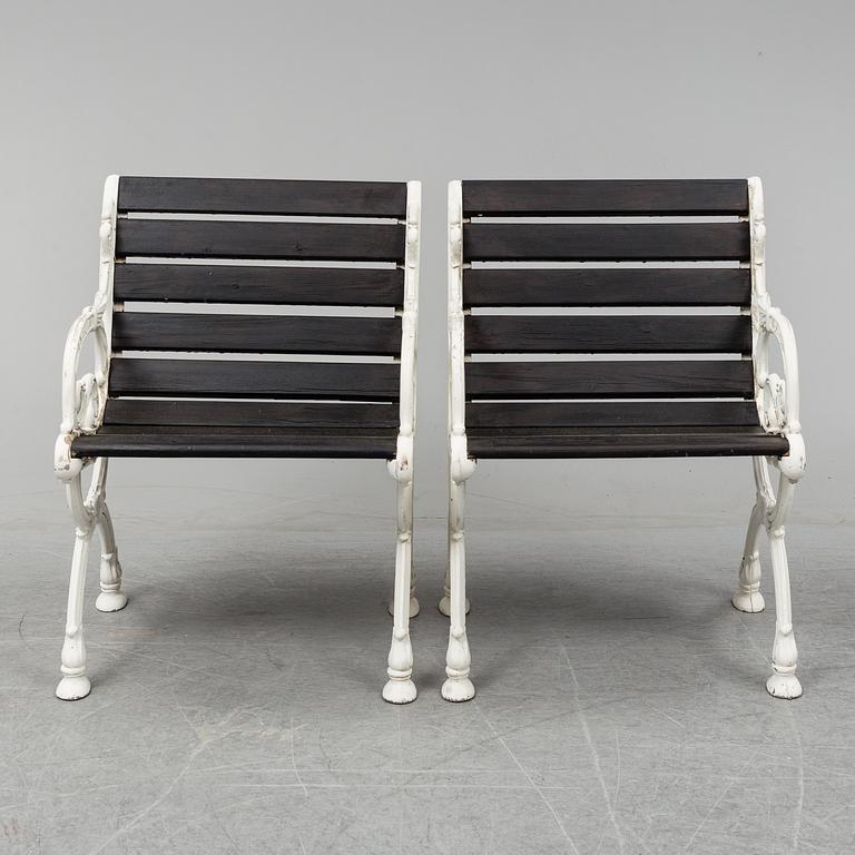 A pair of garden armchairs, Byarum.