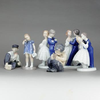FIGURINER, 6 st, porslin, Bing & Gröndahl / Royal Copenhagen.