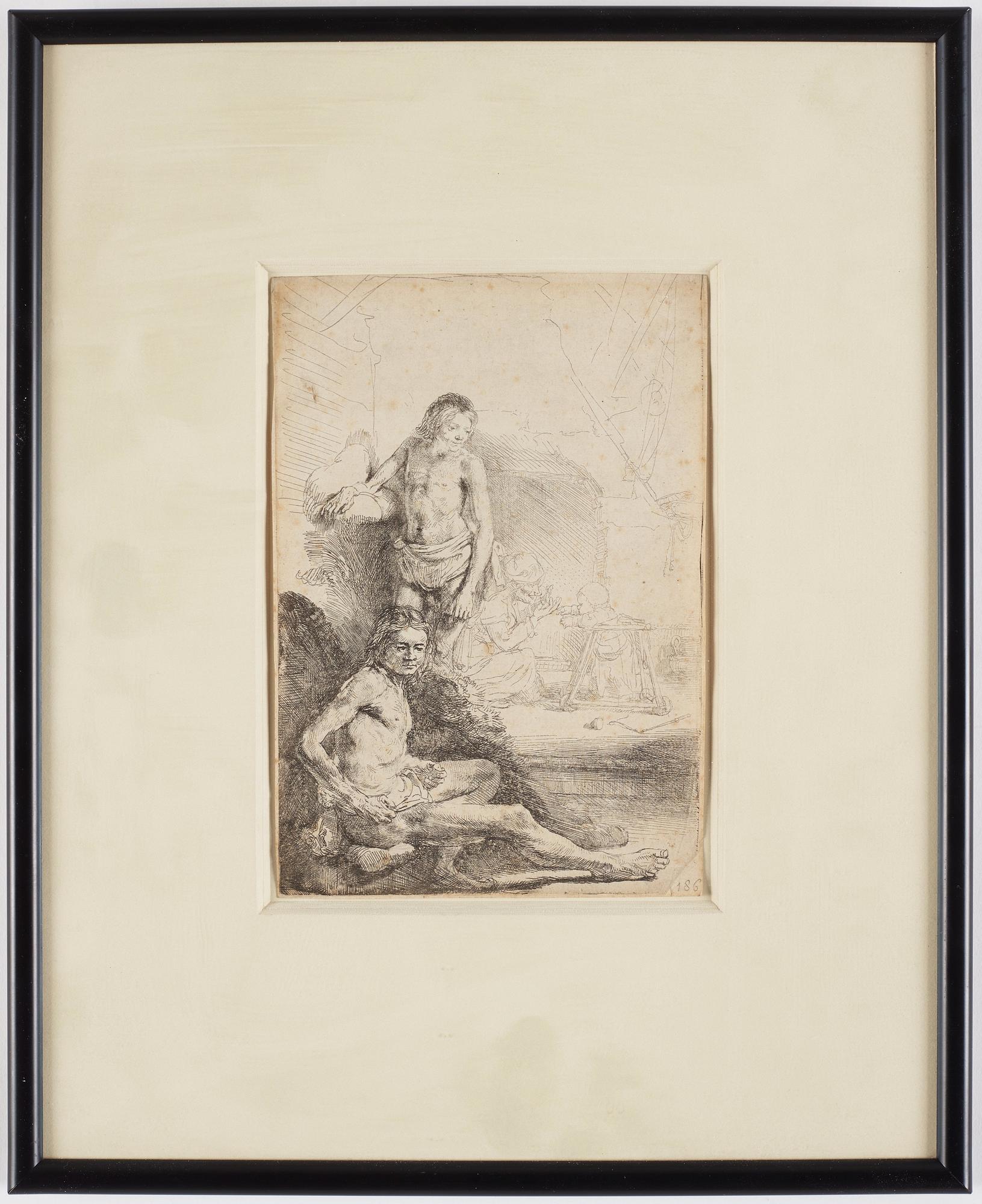 Rembrandt Harmensz van Rijn, "Nude man standing, another seated".
