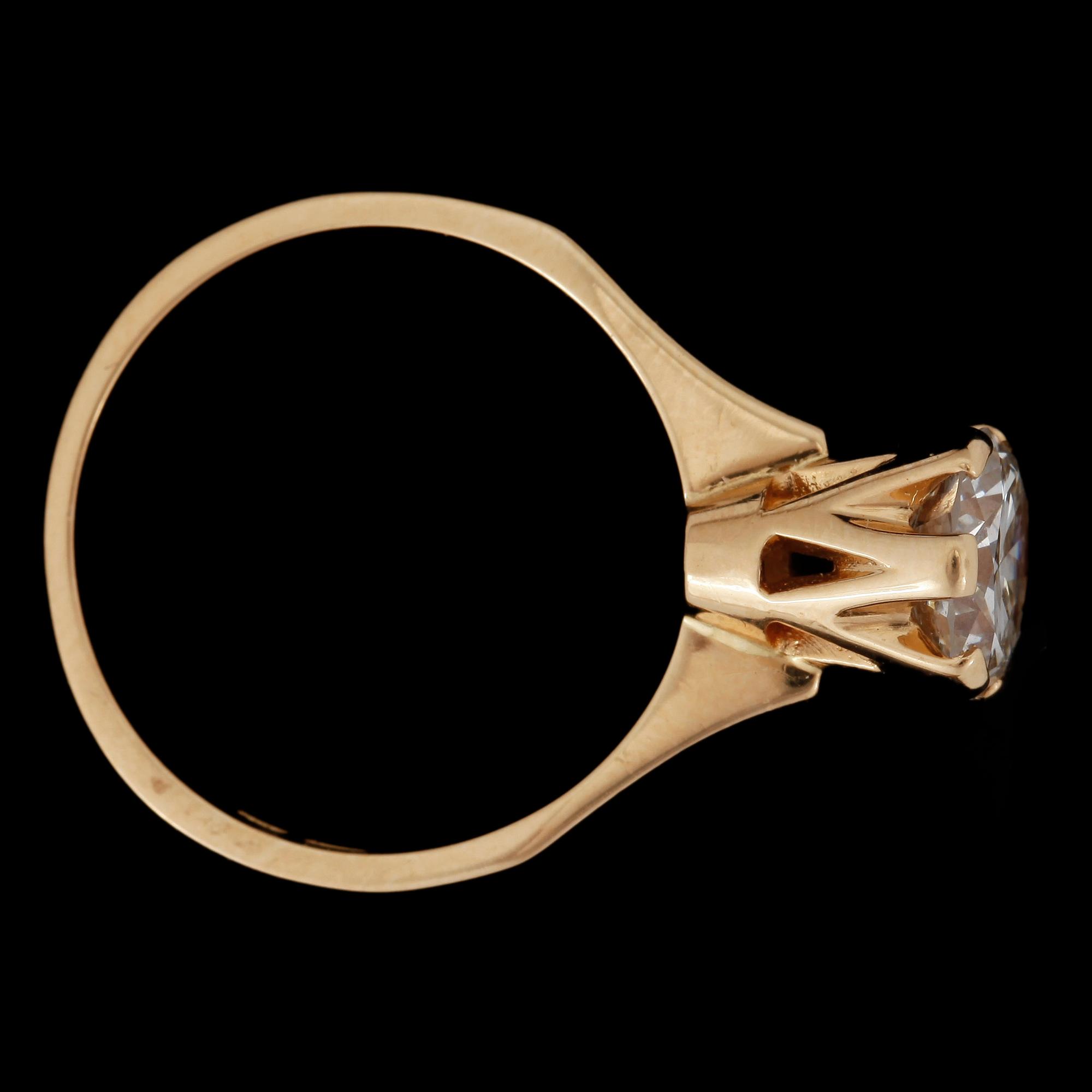 RING, 18k guld, briljantslipad diamant ca1,53 ct enligt gravyr, 2006. Vikt ca 5g.