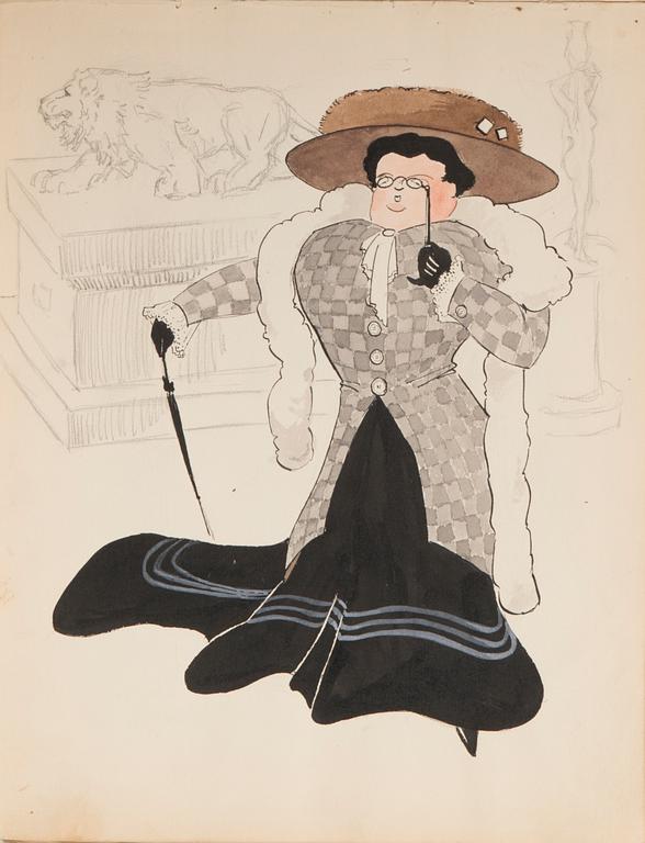 CARL JENSEN-CARLÉN, a scetch book with drawings, mixed media, 27 pages, partially signed C.C.