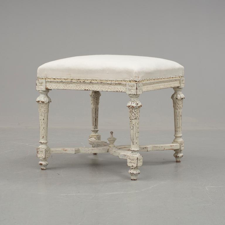 TABURETT, gustaviansk stil/barockstil, sent 1800-tal.