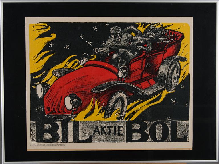 TRYCKBILD, "Bil aktie Bol", Mainospainamo Oy, 1966.