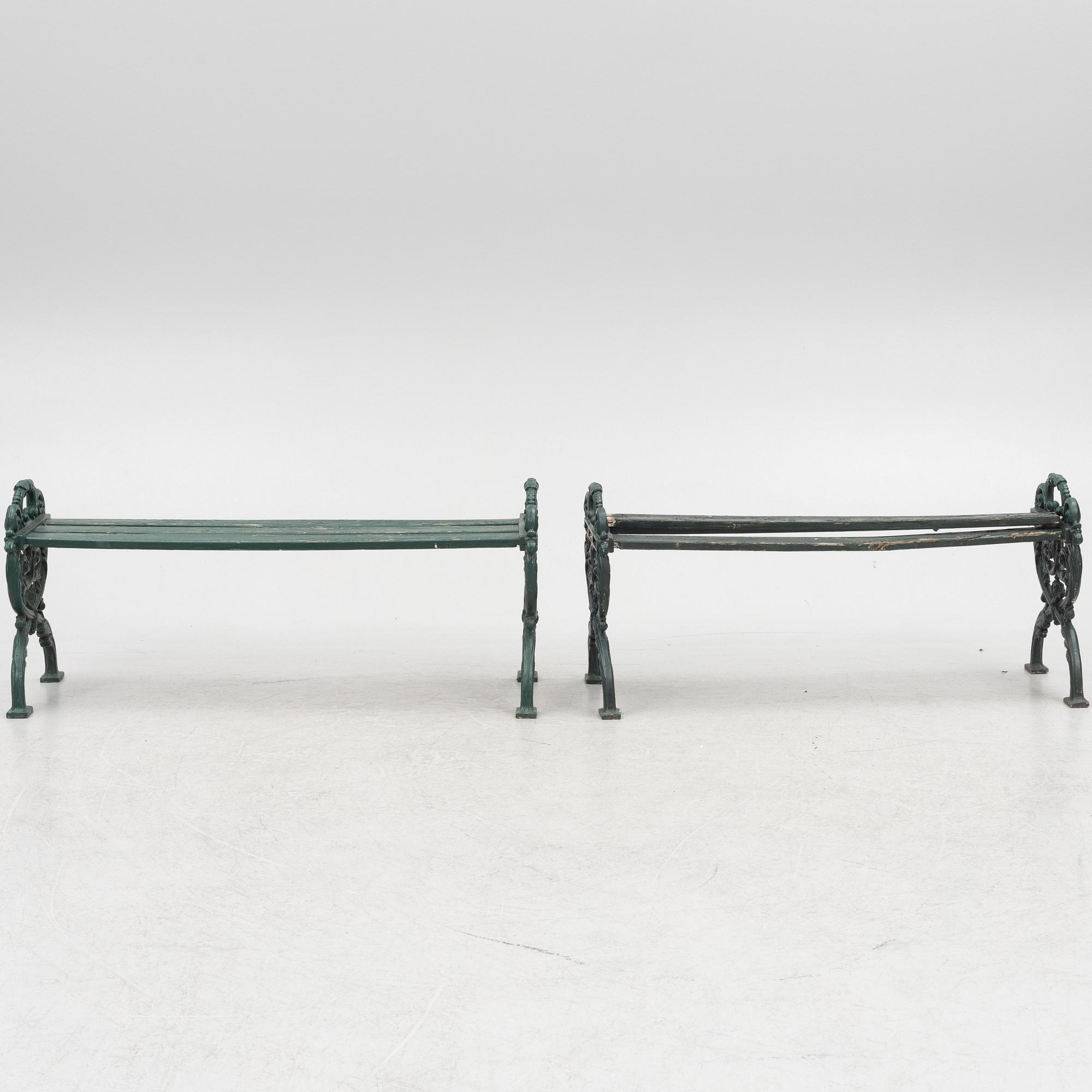 Garden benches, a pair, second half of the 20th Century.