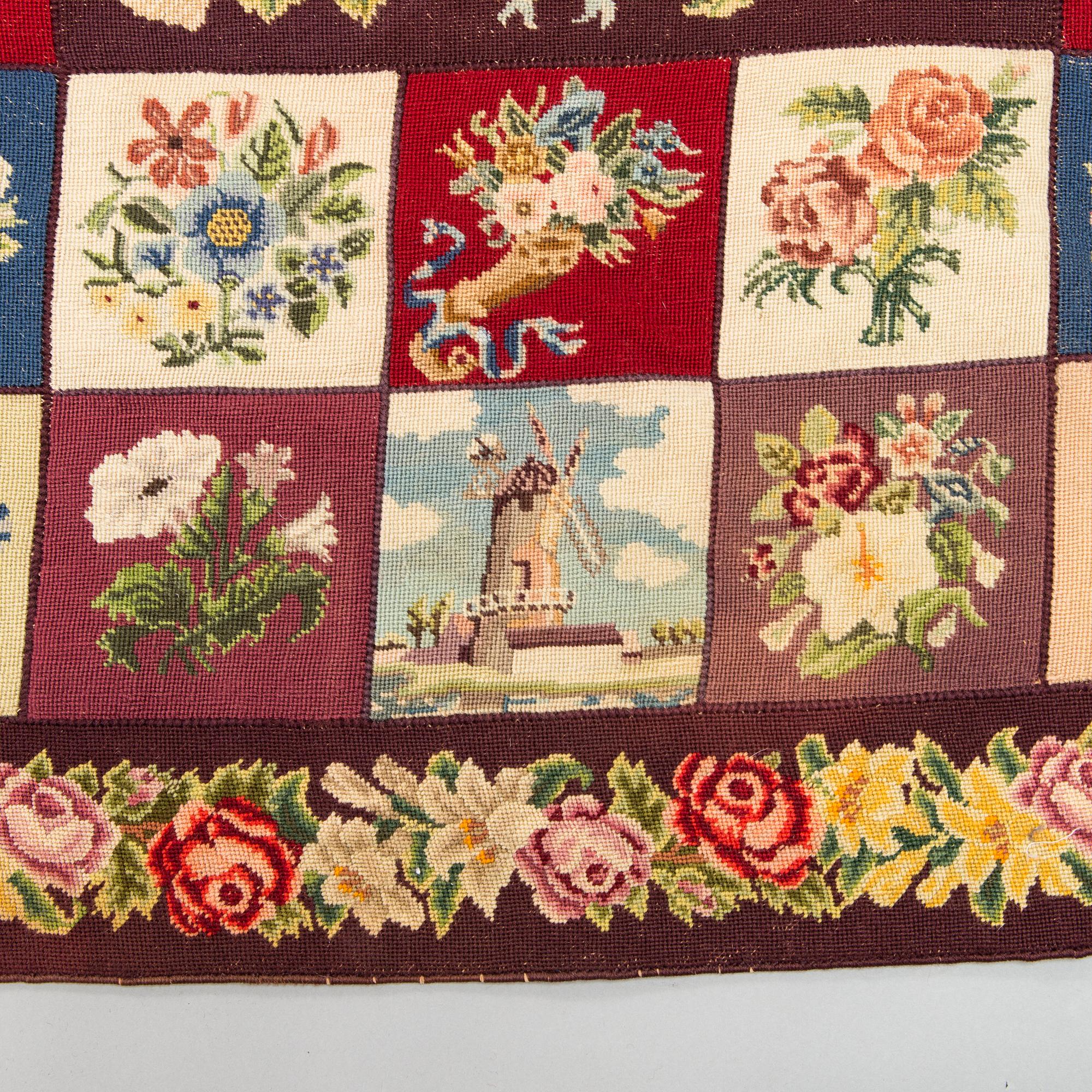 An embroided carpet, 1850-1900. Circa 195 x 130 cm.