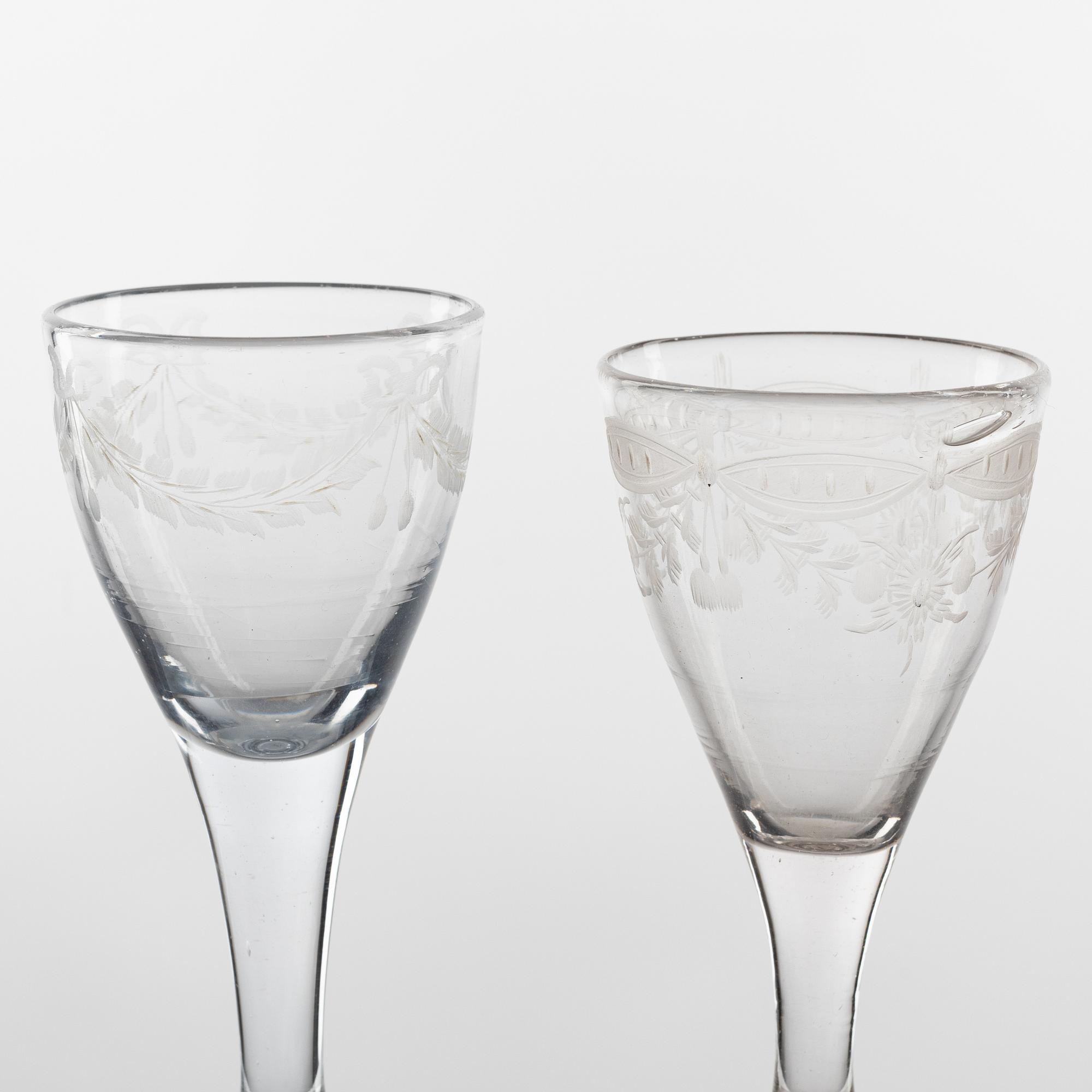 A set of 13n glasses, circa 1800.