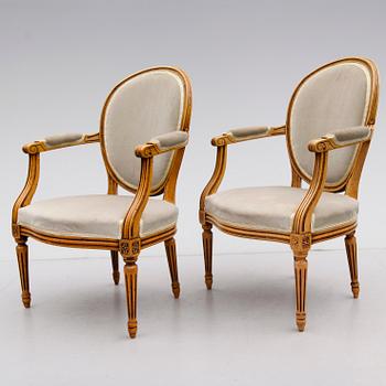 KARMSTOLAR, 1 par, Louis XVI-stil, Frankrike, 1800-tal.