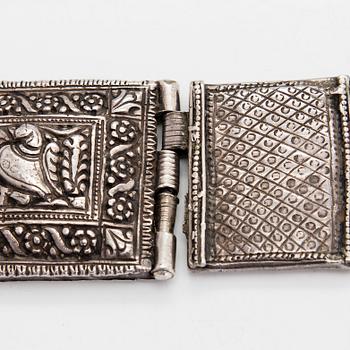 A late 19th-century silver belt, Tamil Nadu, South India.