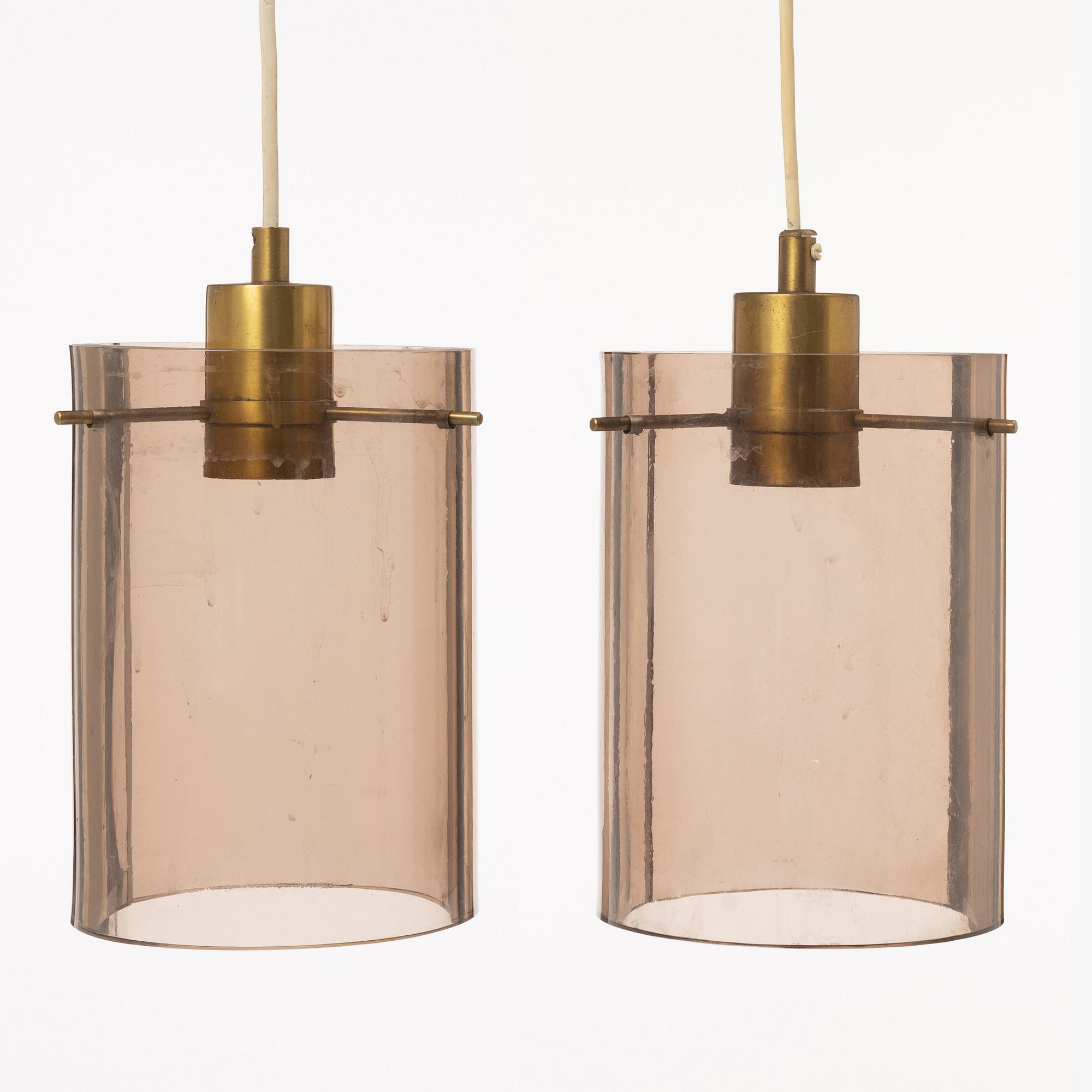 Hans Bergström, tillskriven. Taklampor, ett par, "Topas 12", Philips, 1960-tal.