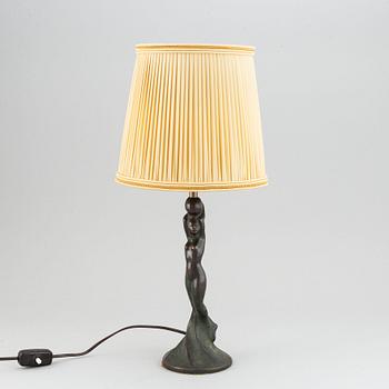 Halvar Frisendahl, a patinated bronze table lamp, signed and dated 1919.