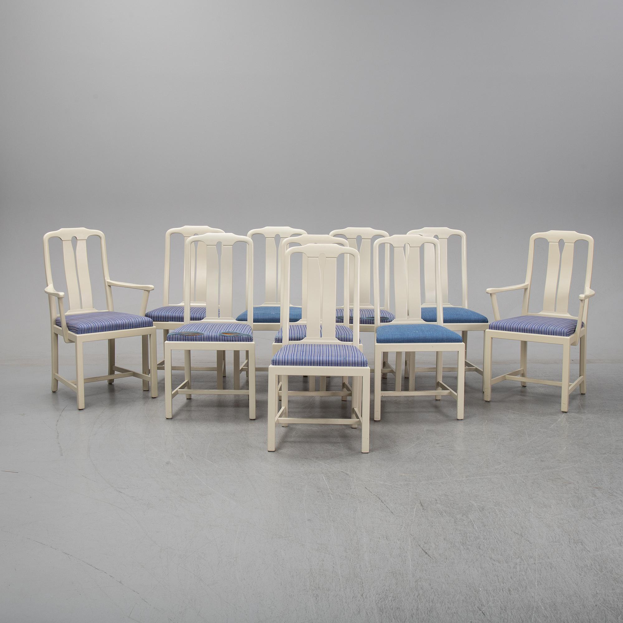 A second half of the 20th Century 11 pcs dining set by Carl Malmsten. Åfors möbelfabrik.