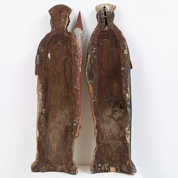 Two late Gothic 15th century wooden sculptures, probably northern Germany.