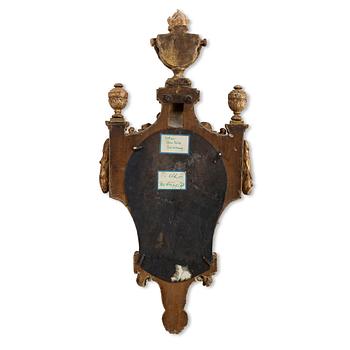 An Austrian Louis XVI giltwood cartel clock by J. Bentele (watchmaker in Salzburg ca 1780).