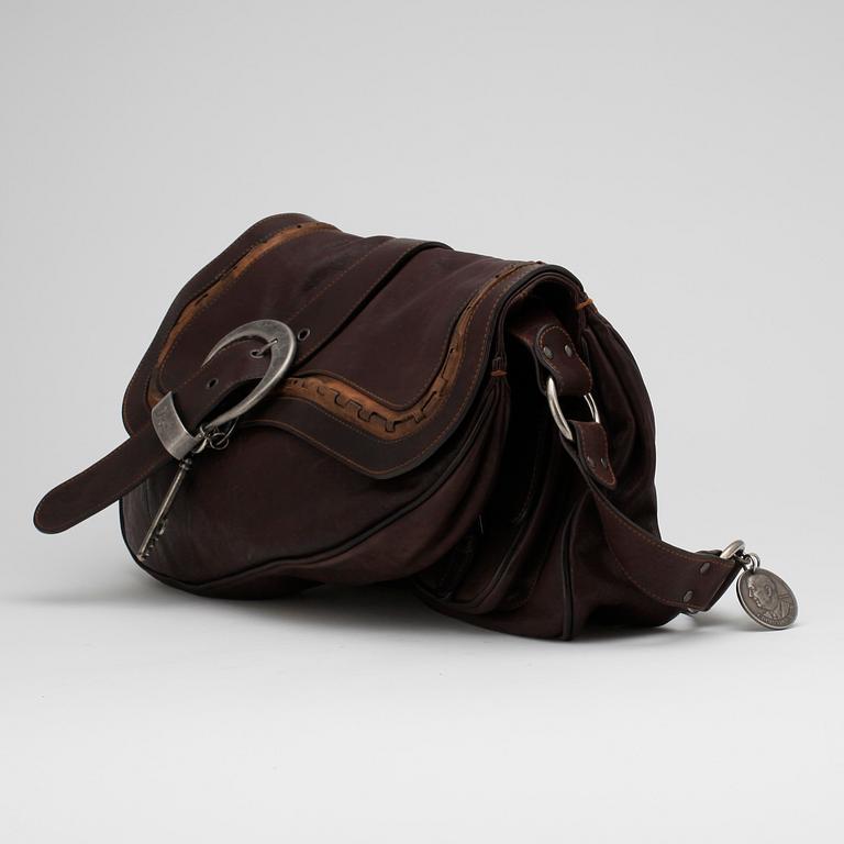 CHRISTIAN DIOR, a brown leather "Gaucho Large Double Saddle bag".