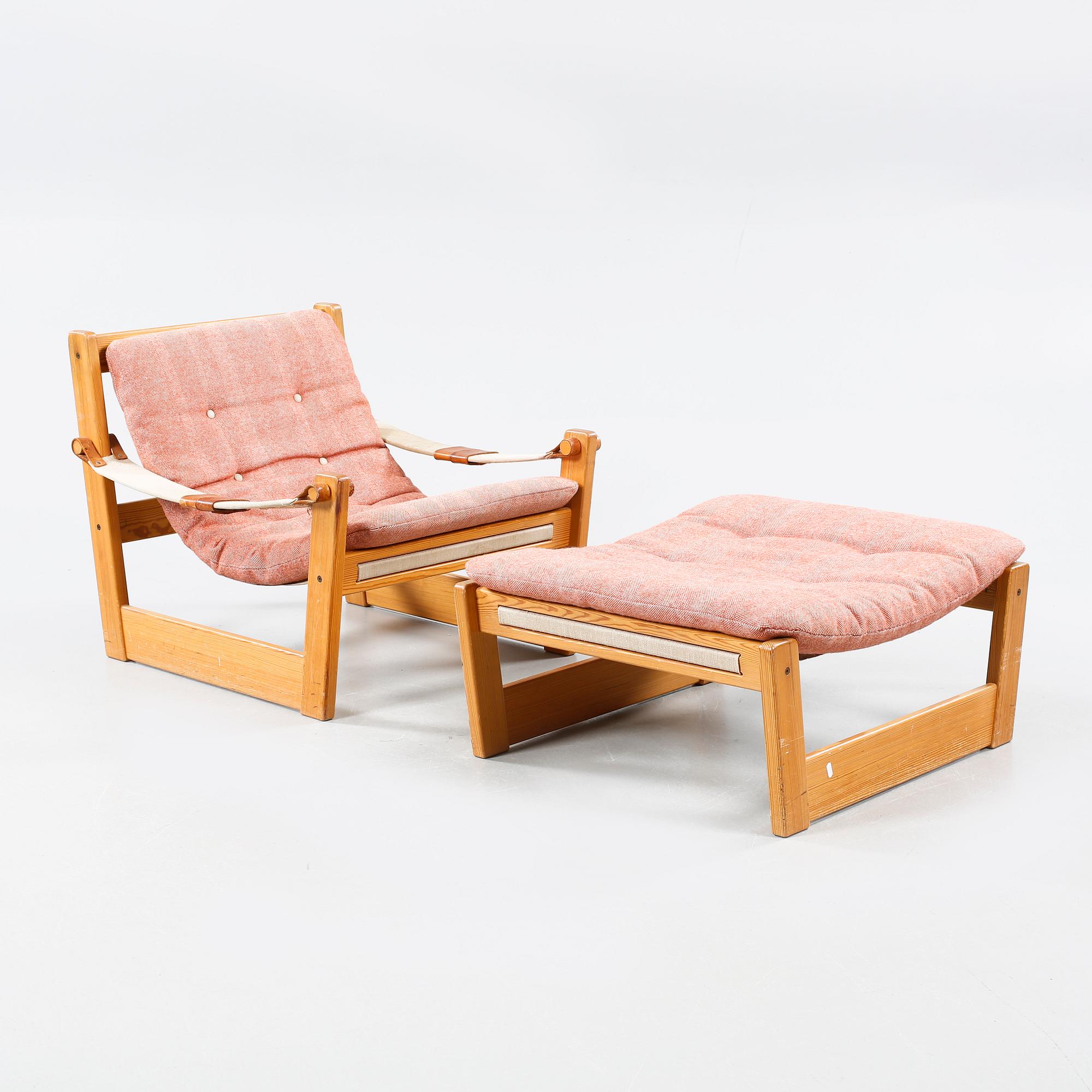An easy chair with footrest, model "Remo", designed by Yngve Ekström for Swedese Möbler AB 1970.