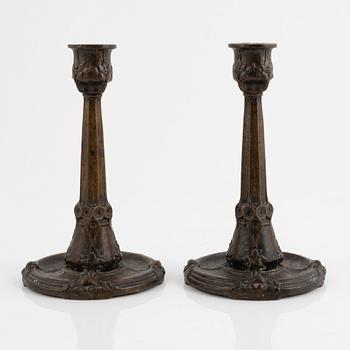 A pair of Jugend candlesticks, Hugo Elmqvist, early 20th century.