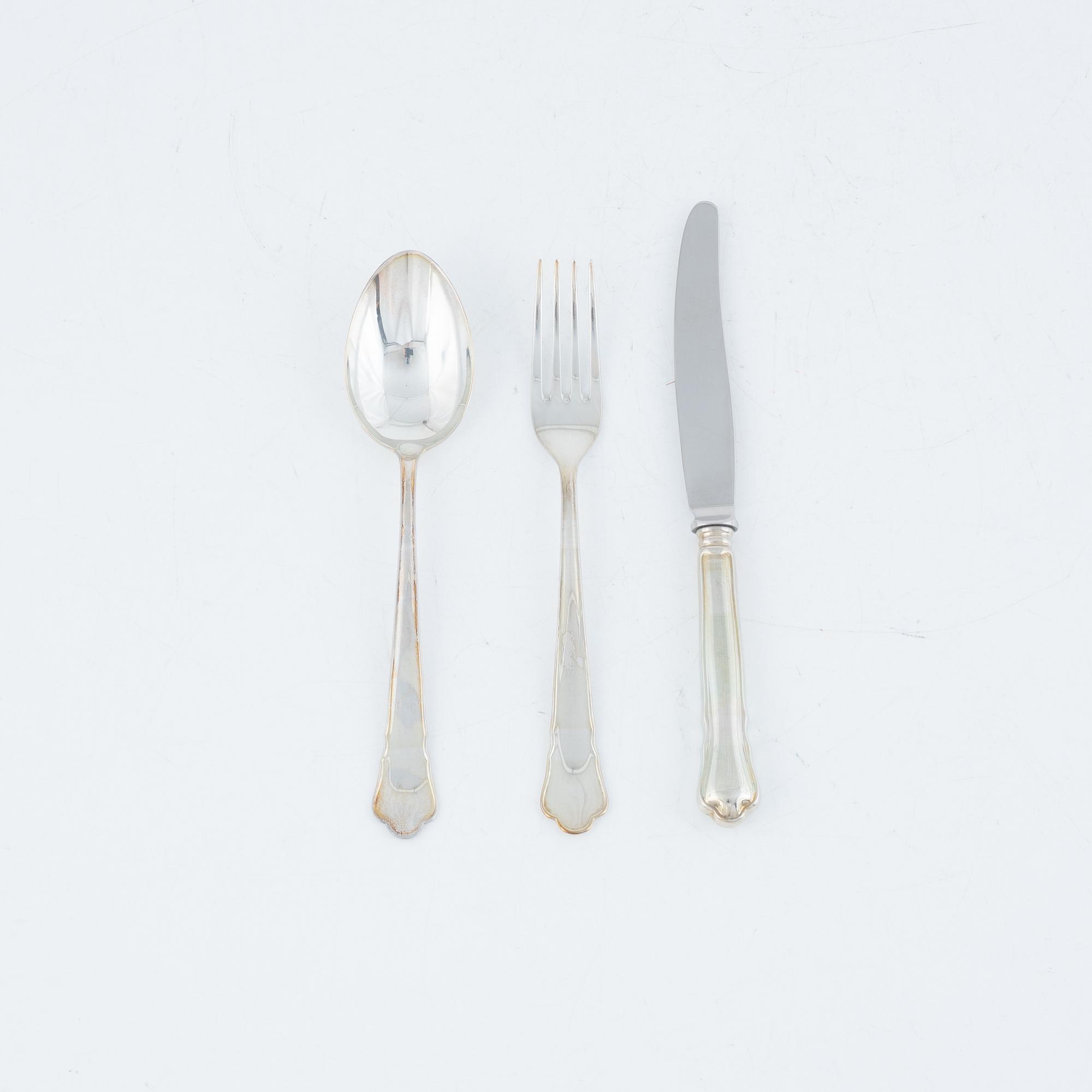 Cutlery set, 30 pieces, silver, "Chippendale", mostly GEWE, Eskilstuna, 2000-2001.