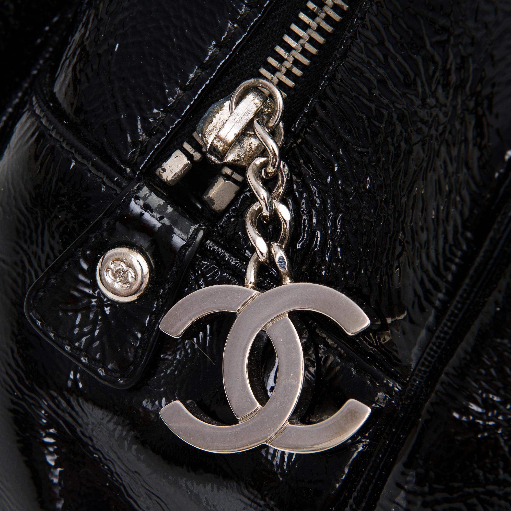 A Black Patent Leather Shopper.