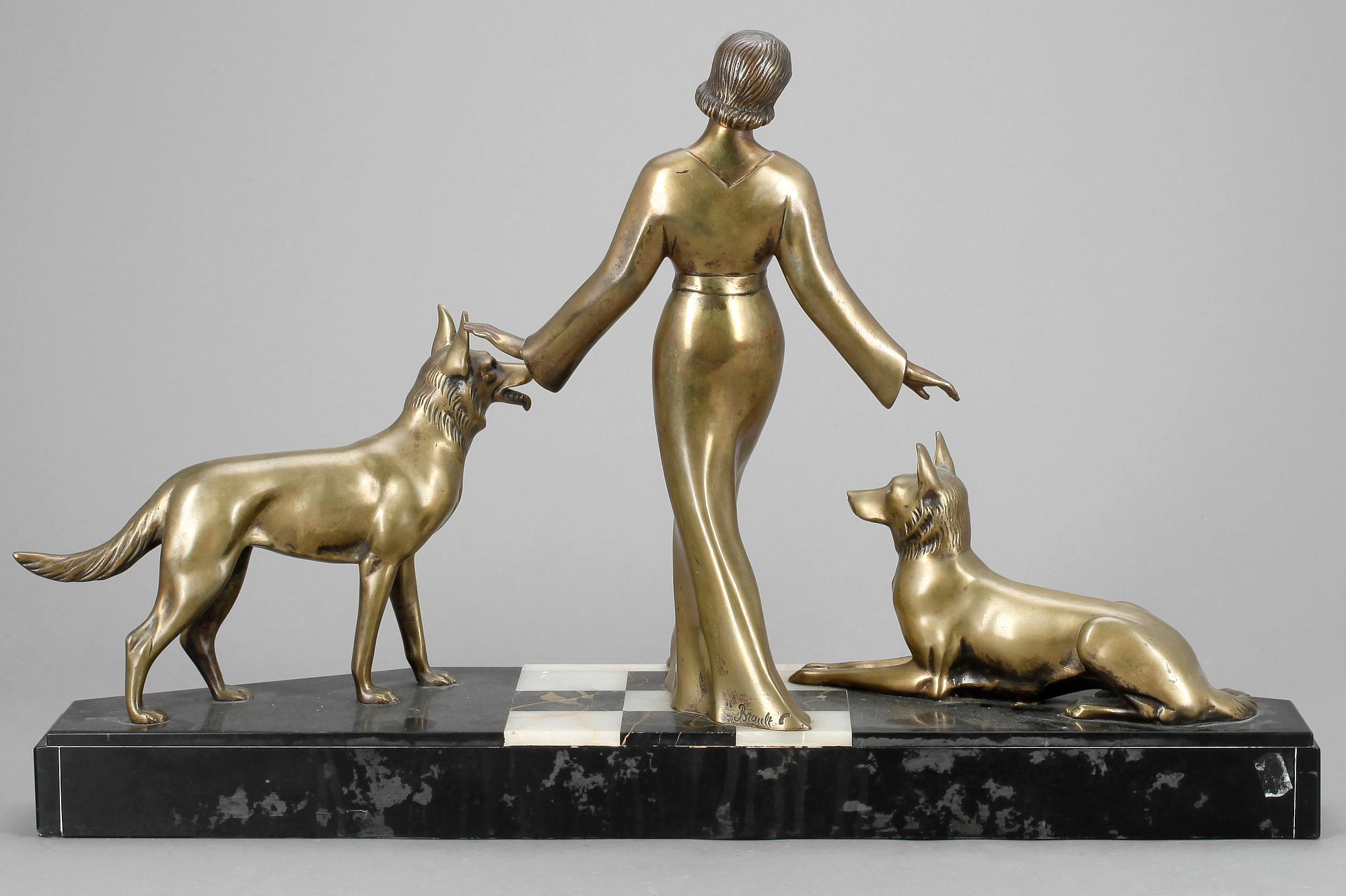 J. BRAULT, skulptur, brons, art déco, signerad.