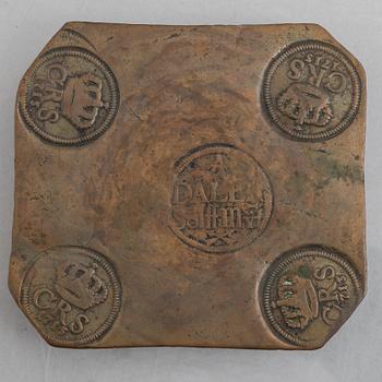 Coaster of a plate coin 1/2 daler SM, Charles XII 1713.