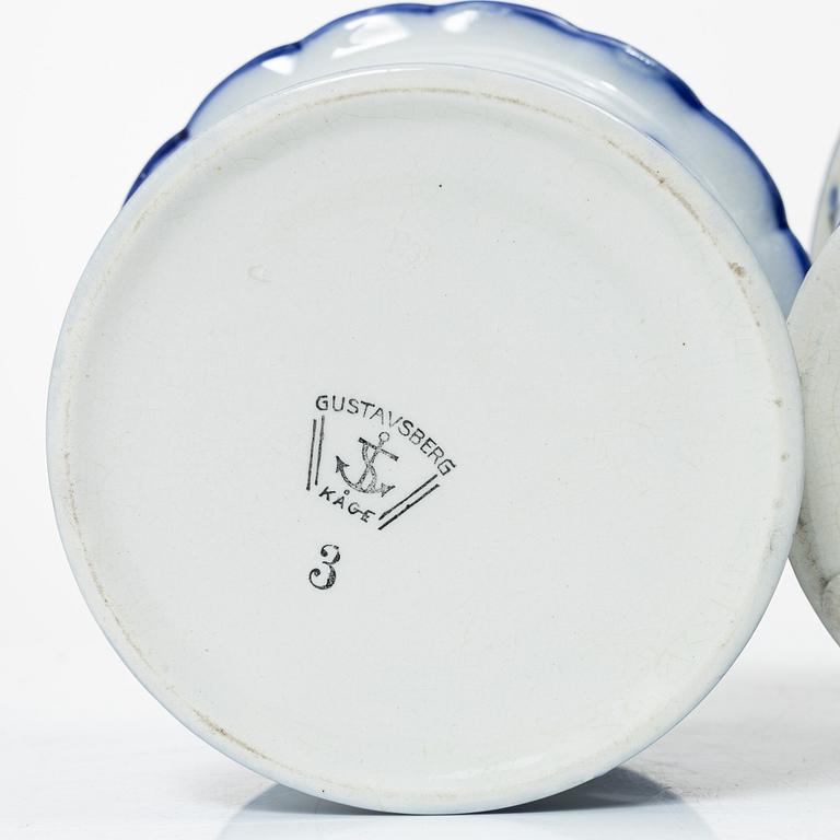 Wilhelm Kåge, ytterfoder, 6 st, flintgods, Gustavsberg, 1920-40-tal.