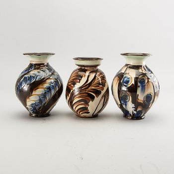 Herman Kähler, three  ceramic vases, Denmark 1910/20's.