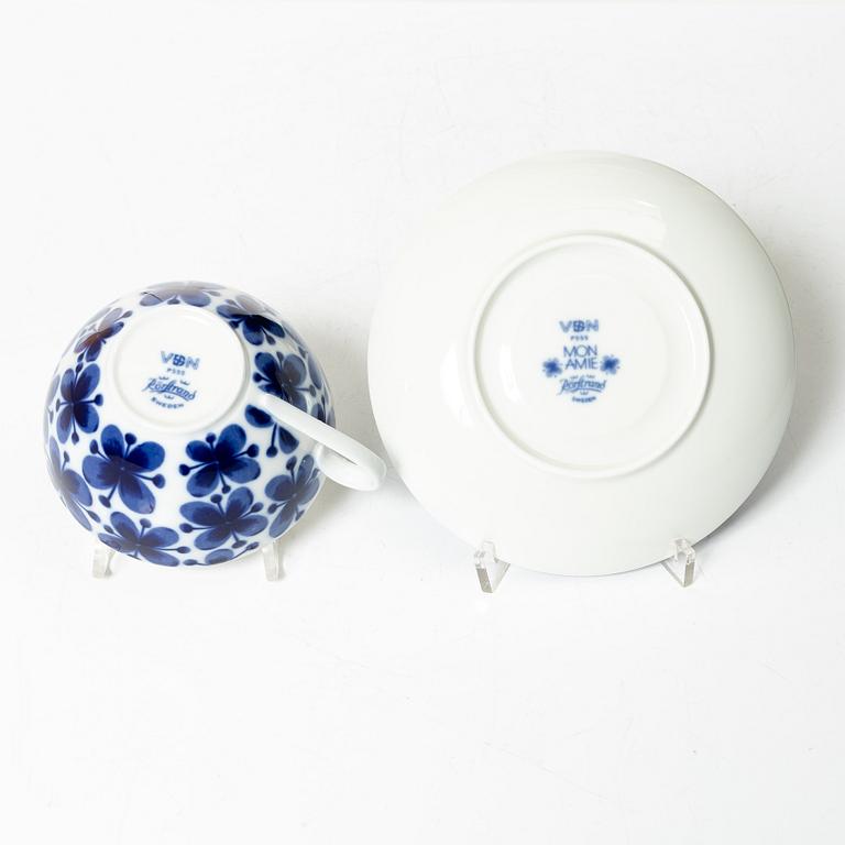Marianne Westman, nine tea cups with saucers, porcelain, 'Mon Amie', Rörstrand.