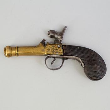 A BELGIUM PERCUSSION PISTOL, mid 19th century.