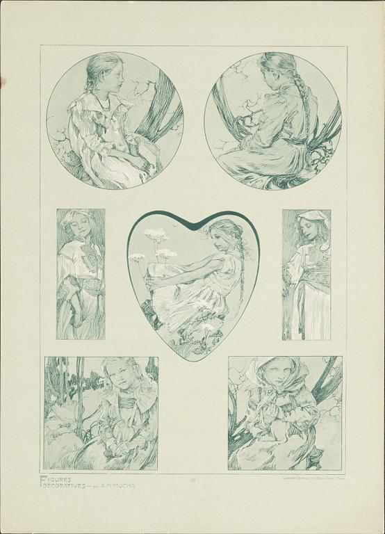 ALPHONSE MUCHA, after, 5 prints.