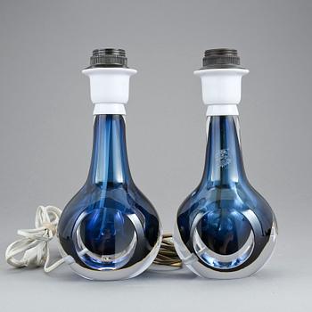 BORDSLAMPOR, ett par, glas, Mona Morales-Schildt, Kosta, 1960-tal.