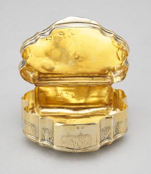 DOSA SAMT SAX, silver, bla rokoko, Frankrike 1700-tal till omkr 1800. Tot ca 70 gram.