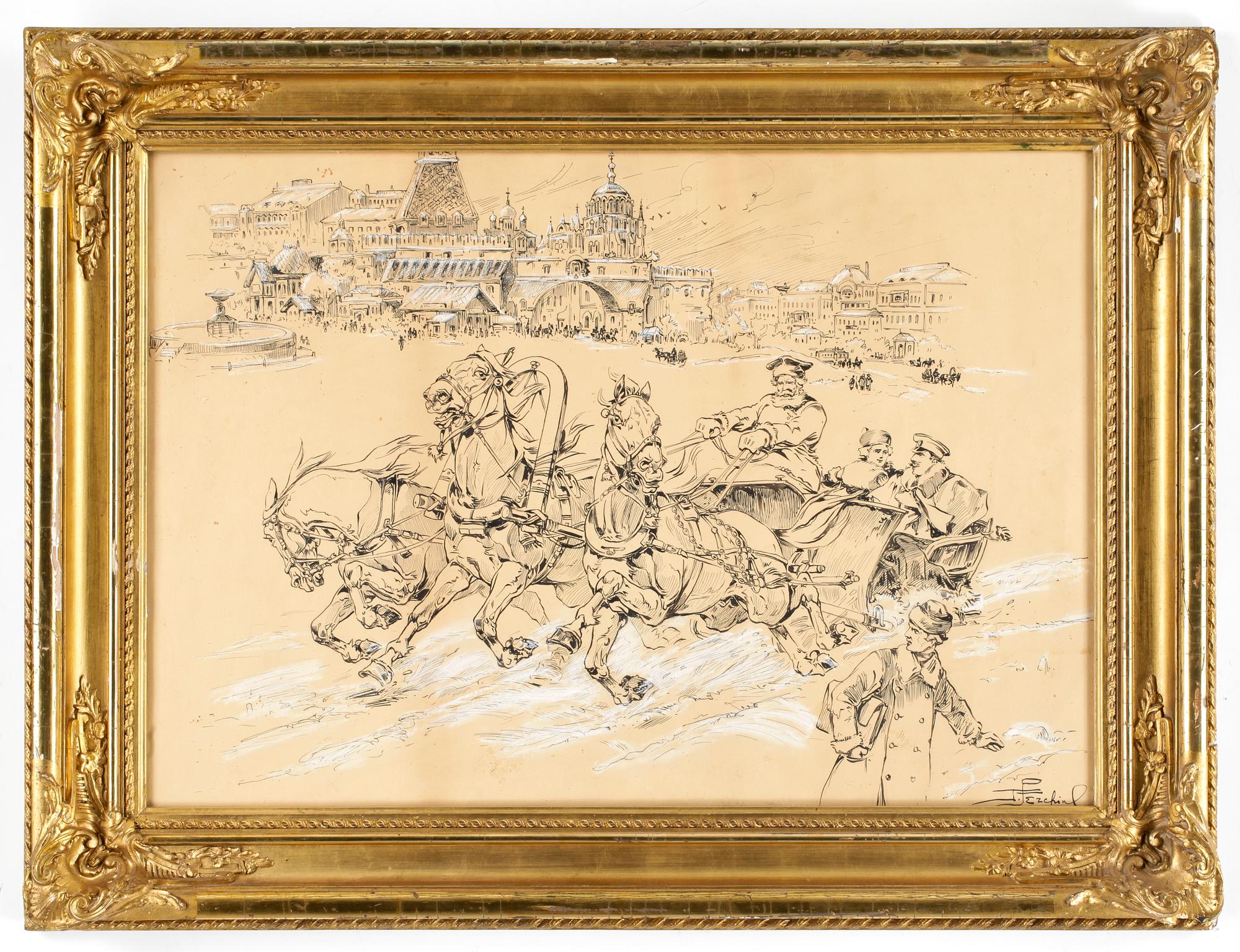 PERSHIN PETR PETROVICH, blandteknik på papper, sign.