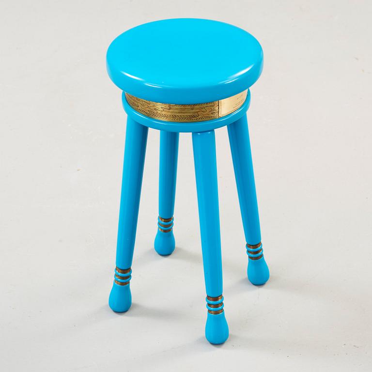 Mats Theselius, a turquoise lacquered 'Skipper stool', Källemo, Sweden, post 2001.