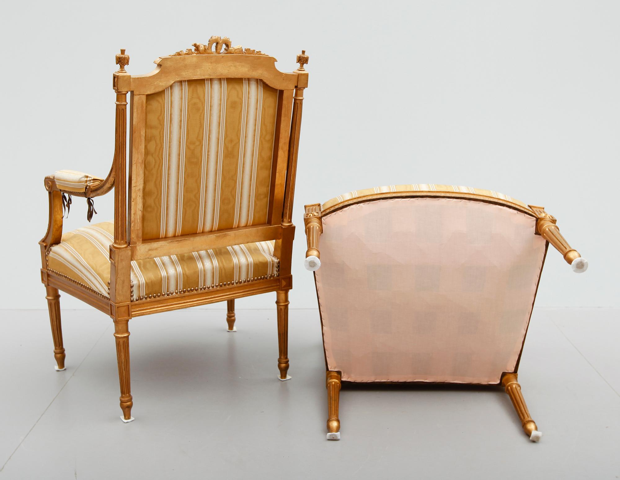 SALONGSGRUPP, 6 delar, Louis Seizestil, 1800-/1900-tal.