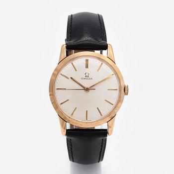 Omega, rannekello, 35,5 mm, 14K, manuaalinen, pleksilasi, noin 1962.
