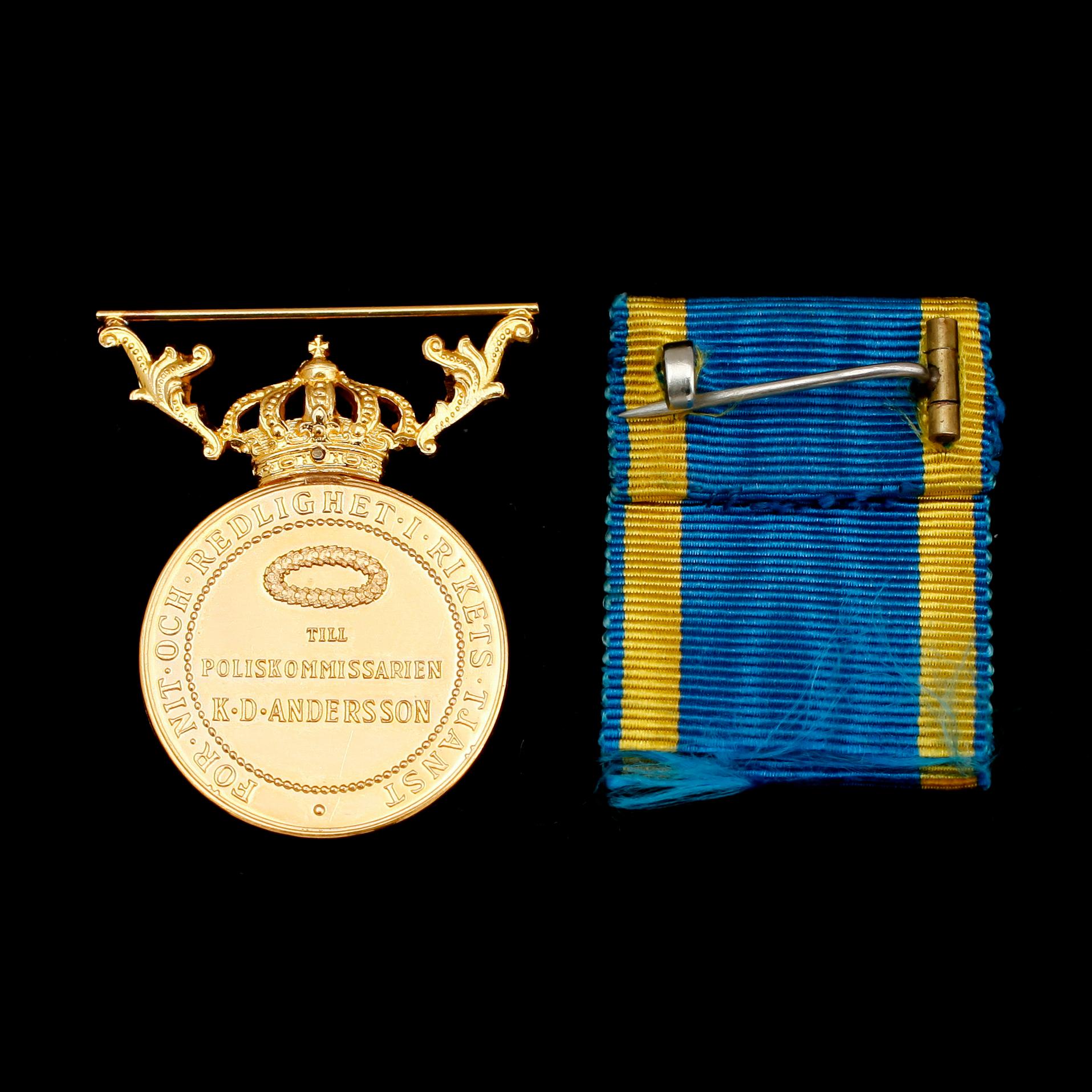 MEDALJ, guld, 1938. Gustaf V. Vikt ca 12 g.