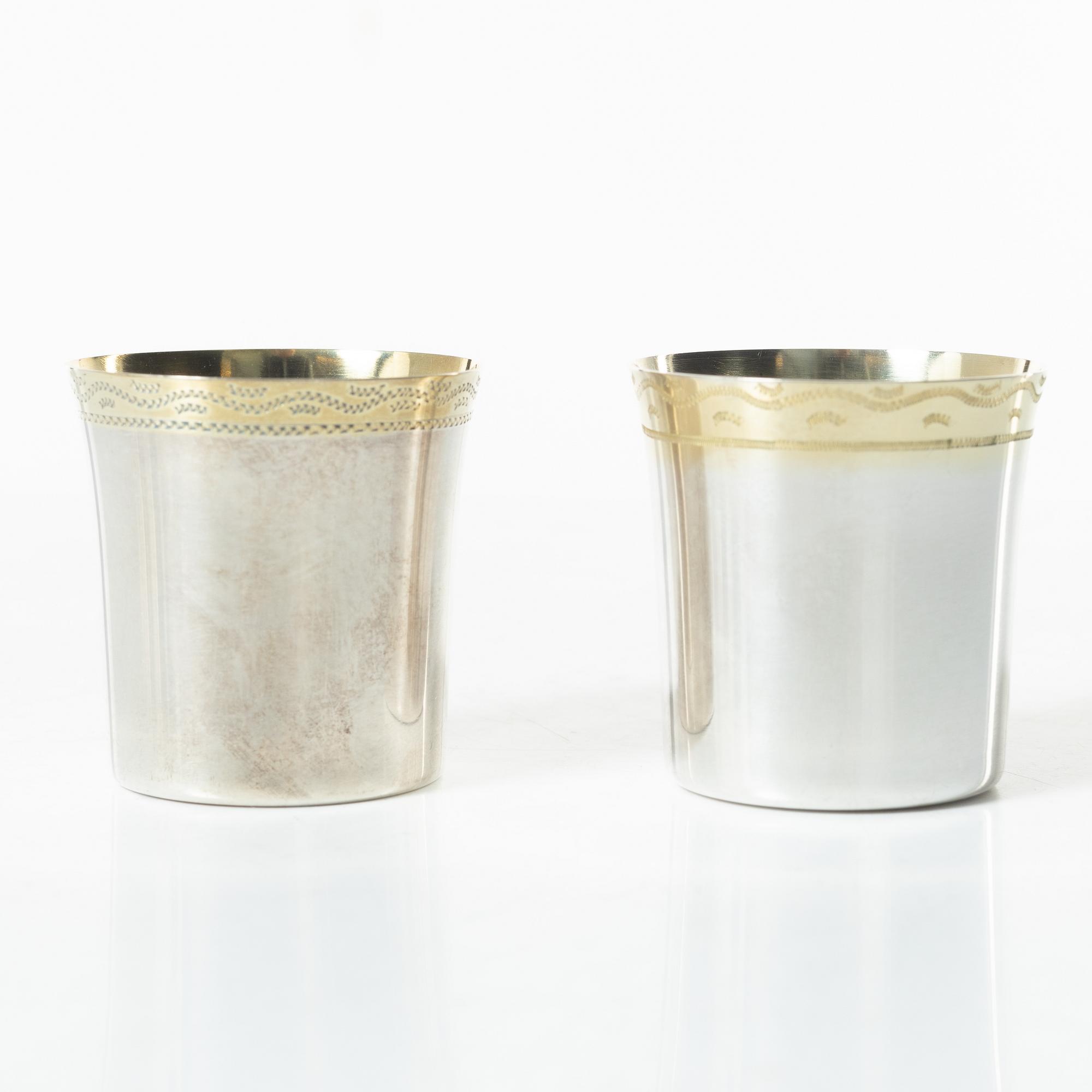 Twelve Swedish silver cups, mark of CG Hallberg and GAB, Stockholm 1959-1963.