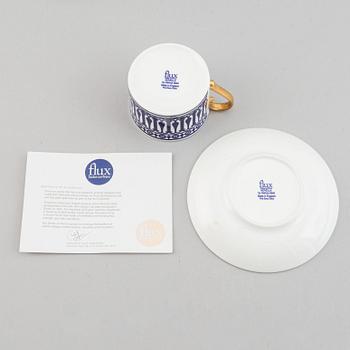 A 24 pcs bone china service from Flux Stoke on Trent, different motives and designers, designed in 2012. England.