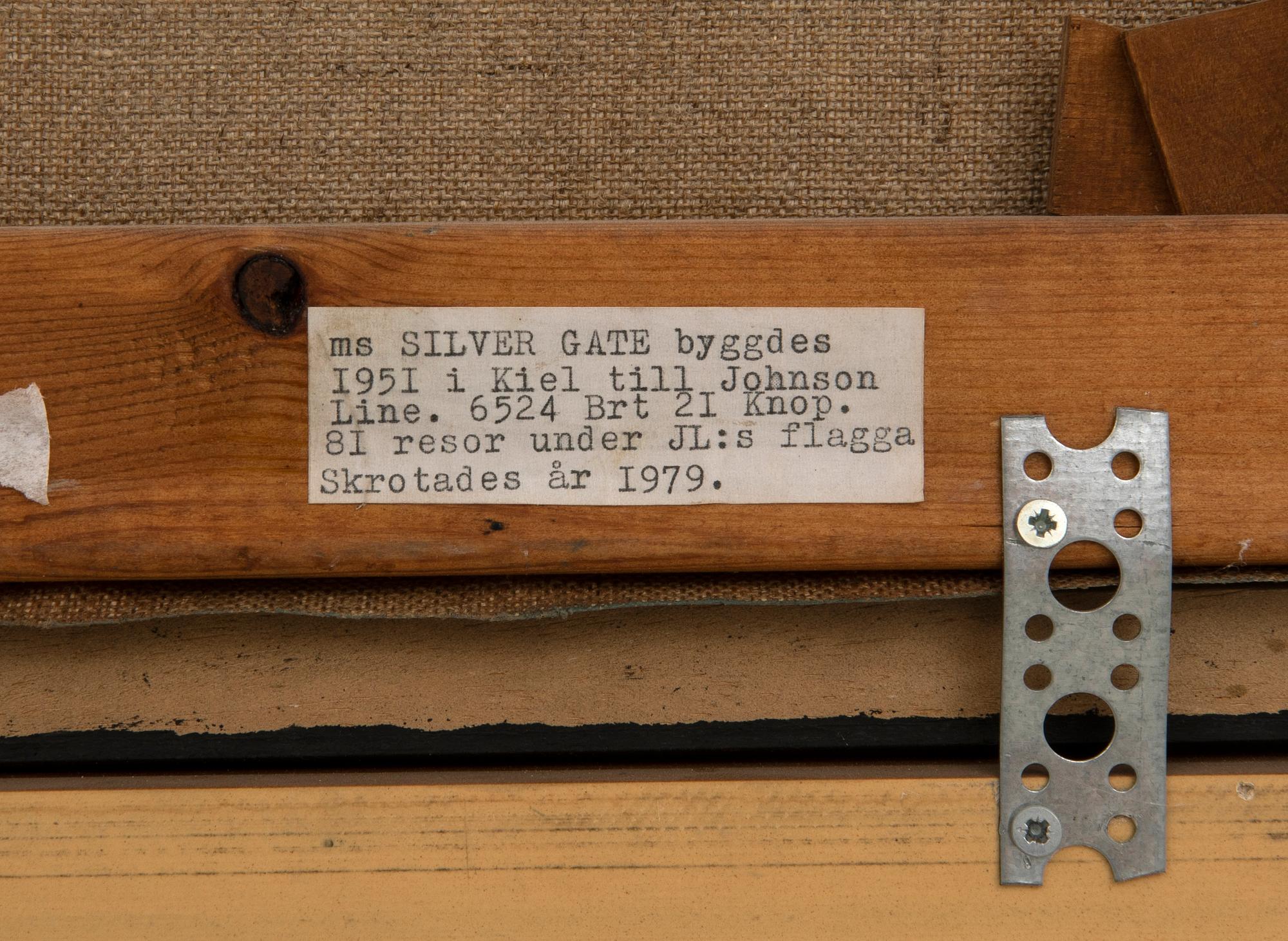 Okänd konstnär 1900-tal, Fartygsporträtt "m/s Silver gate".