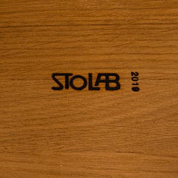 A set of four stained oak 'Miss Holly' chairs by Jonas Lindvall for Stolab, dated 2019.