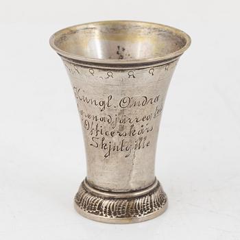 Bowls, cups, cutlery, cream jug, and candlestick, 11 pieces, silver. Including K Anderson, Stockholm 1923.