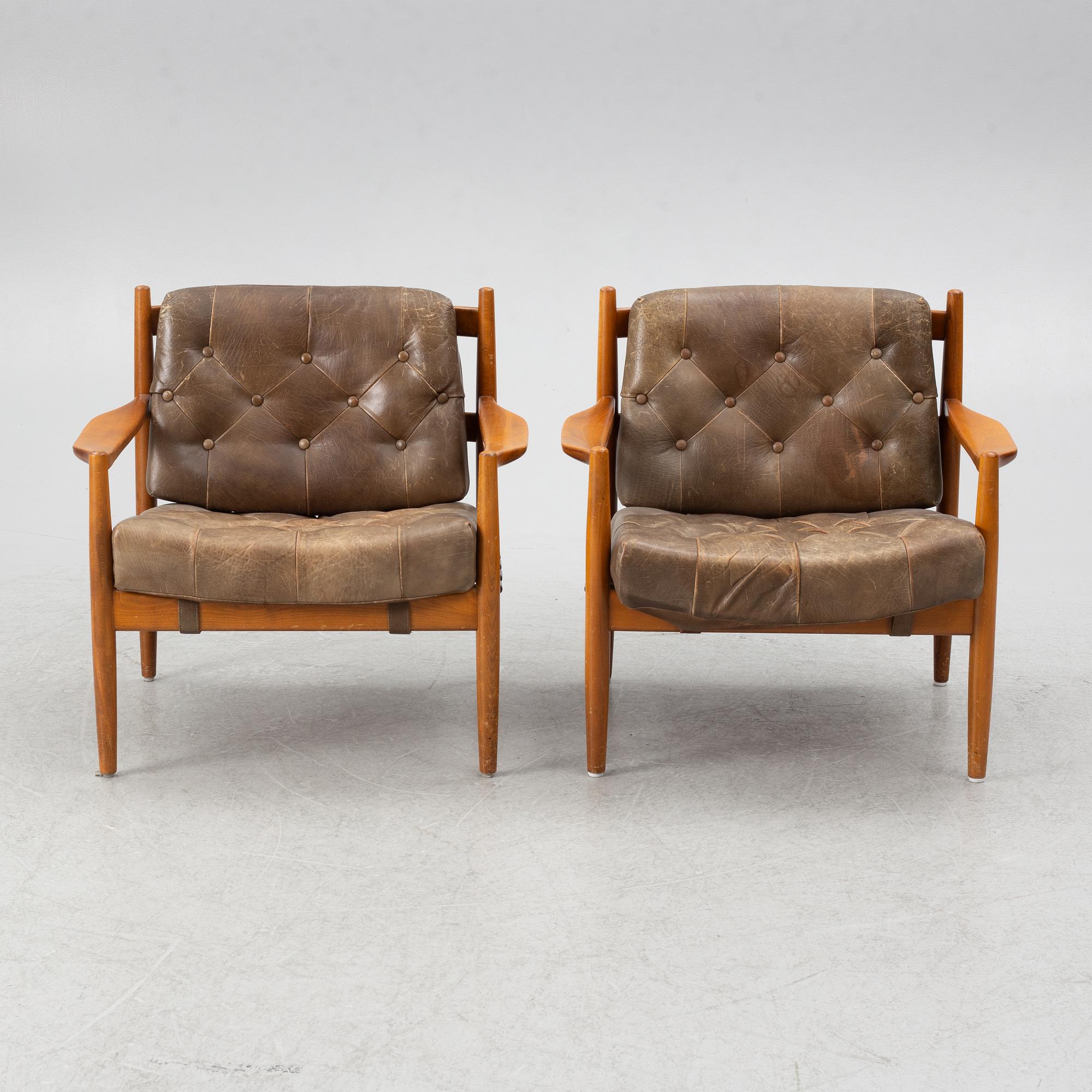 Ingemar Thillmark, armchairs, a pair, "Läckö", OPE Möbel. 1960s.