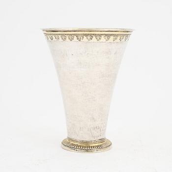 A Swedish rococo 18th Century silver beaker. Marks of Samuel Nourin, Nyköping (1745-1762).