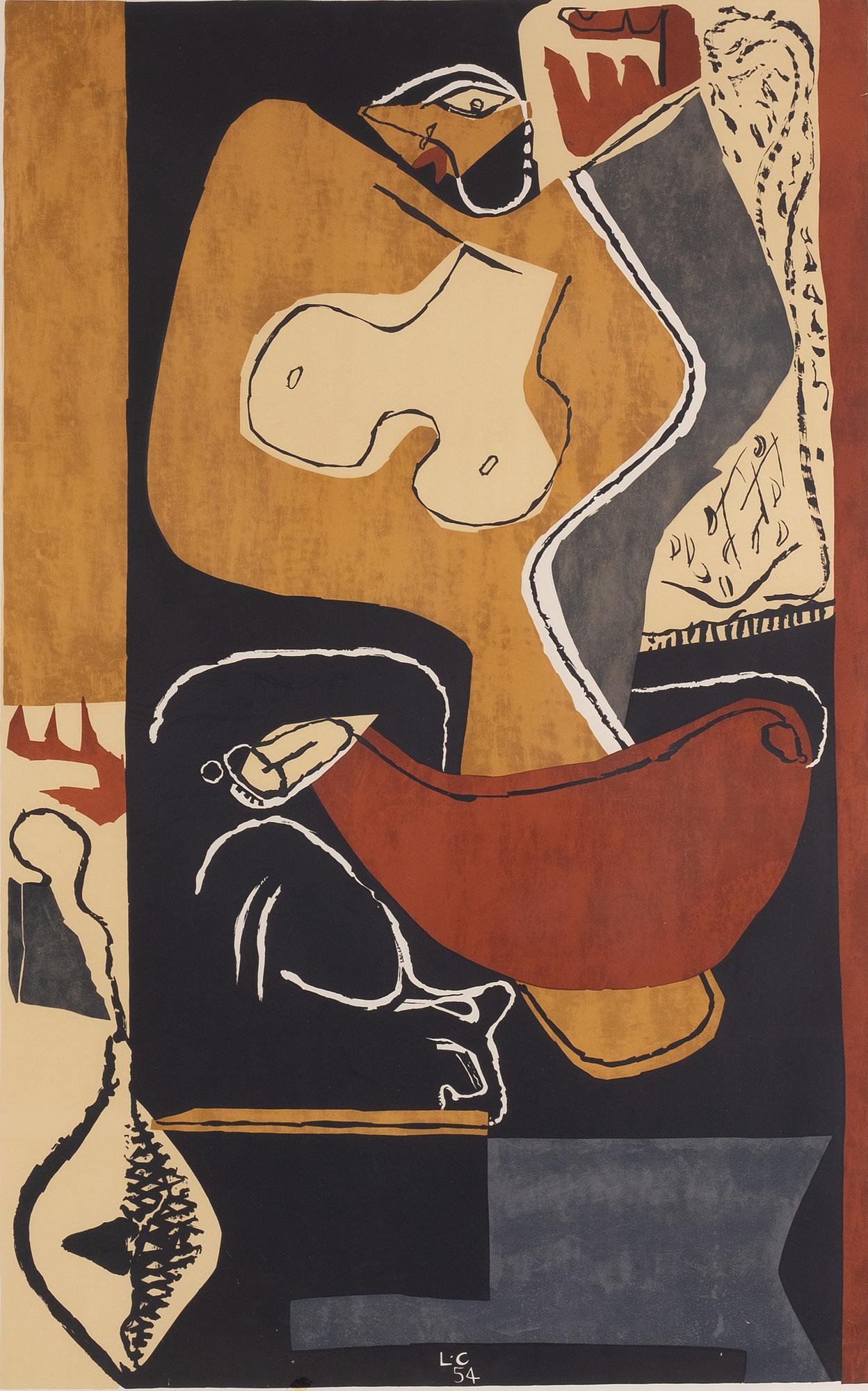 LE CORBUSIER, efter, färglitografi, signerad och daterad -54 i trycket.