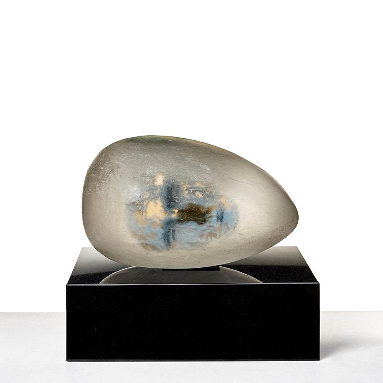 Bertil Vallien, skulptur, vilande huvud, "Resting head", Kosta Boda, unik.
