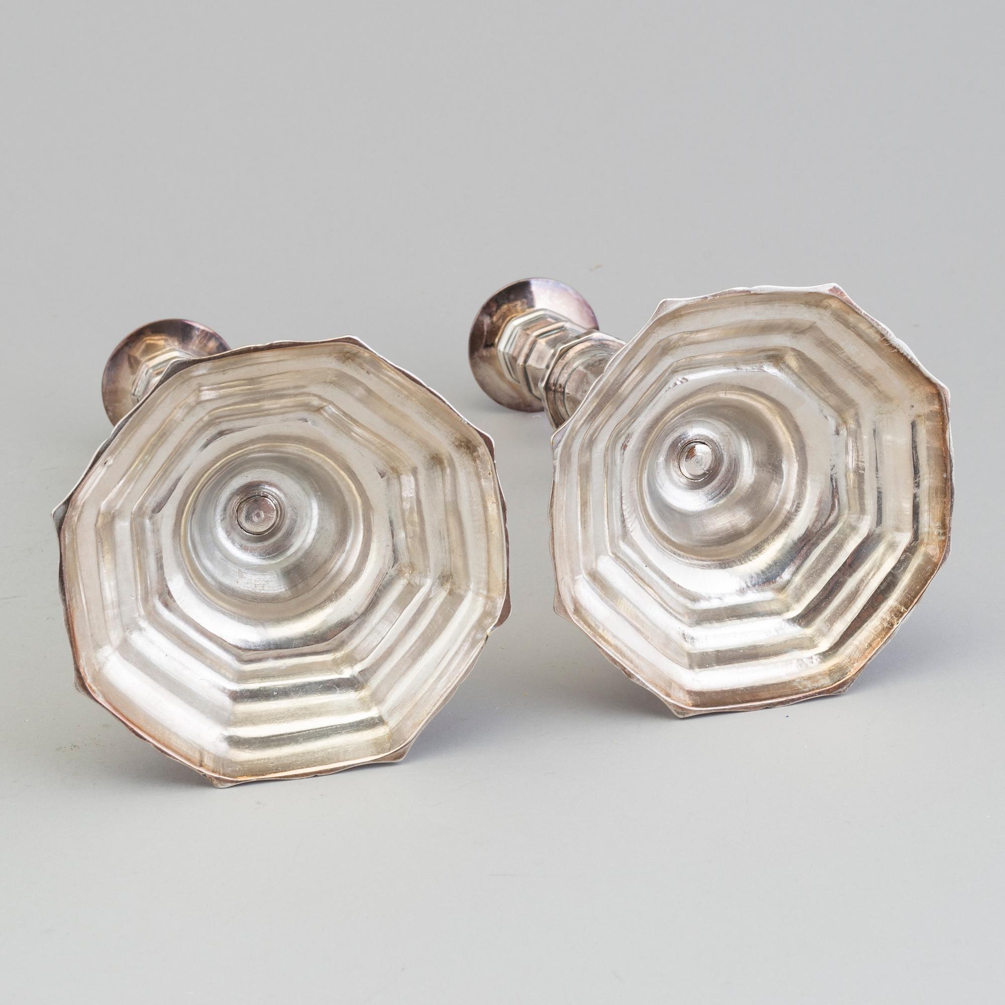 A pair of silver plated candlesticks, France, second half of the 18th century.